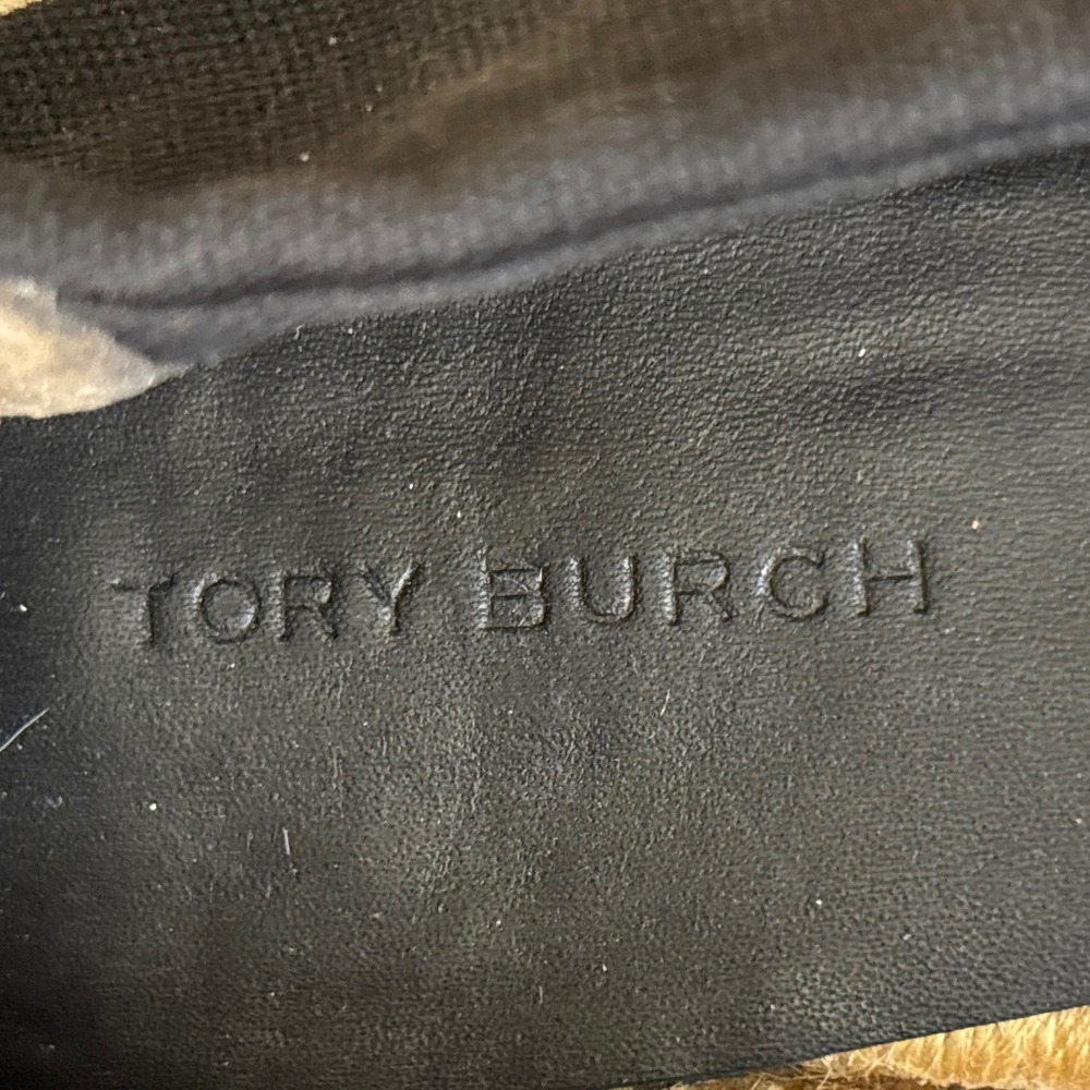 TORY BURCH Womens Double T Espadrille Flats Size 8.5 Black‎ White Stripe Casual - Picture 3 of 11